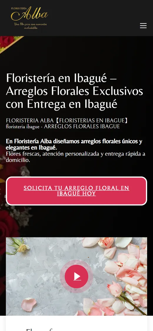 Versión móvil de la web de Floristería Alba